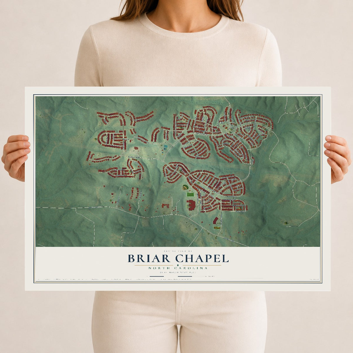 Map of Briar Chapel, North Carolina, 12 x 18 inch unframed archival matte print