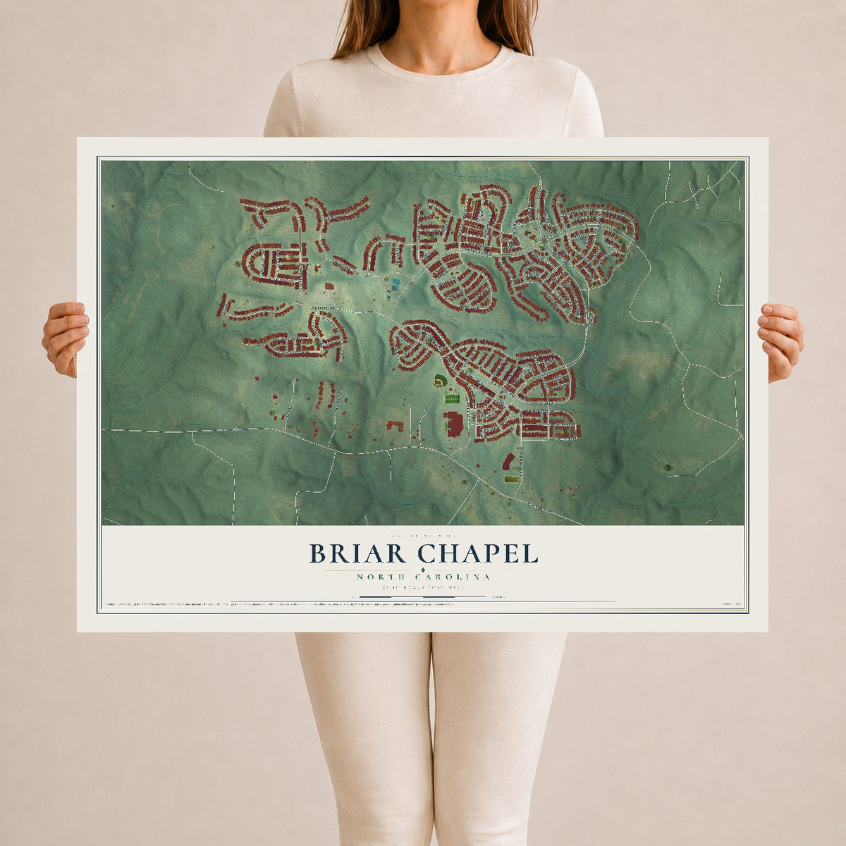 Map of Briar Chapel, North Carolina, 24 x 36 inch unframed archival matte print
