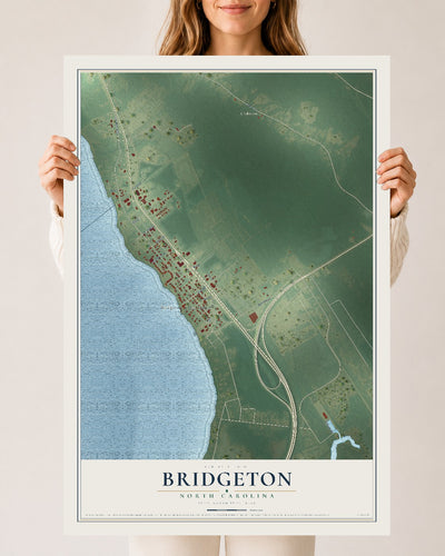 Map of Bridgeton, North Carolina, 24 x 36 inch unframed archival matte print