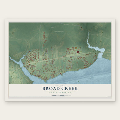 Broad Creek, North Carolina map print, the full design