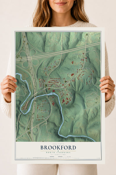 Map of Brookford, North Carolina, 18 x 24 inch unframed archival matte print