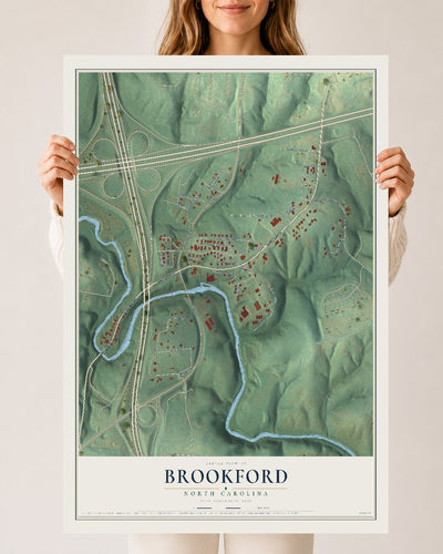 Map of Brookford, North Carolina, 24 x 36 inch unframed archival matte print