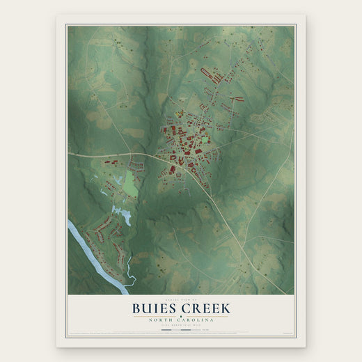 Buies Creek, North Carolina map print, the full design