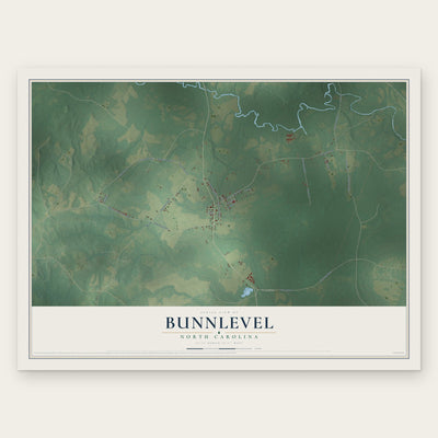 Bunnlevel, North Carolina map print, the full design