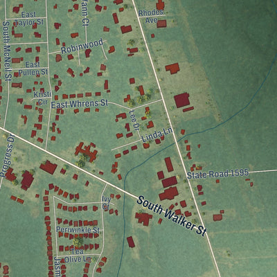 Second close-up of the map of Burgaw, North Carolina print showing more streets and buildings