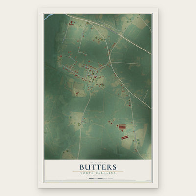 Butters, North Carolina map print, the full design
