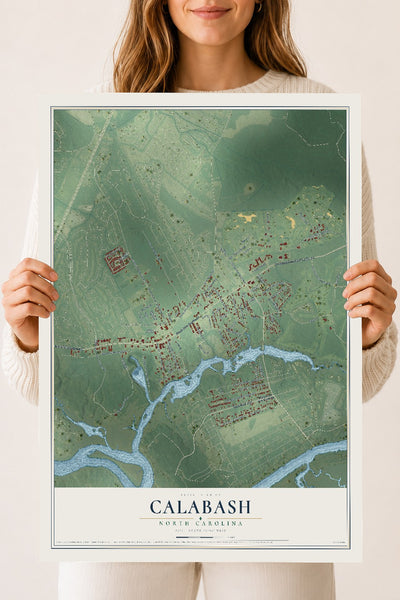 Map of Calabash, North Carolina, 18 x 24 inch unframed archival matte print