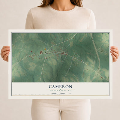 Map of Cameron, North Carolina, 12 x 18 inch unframed archival matte print