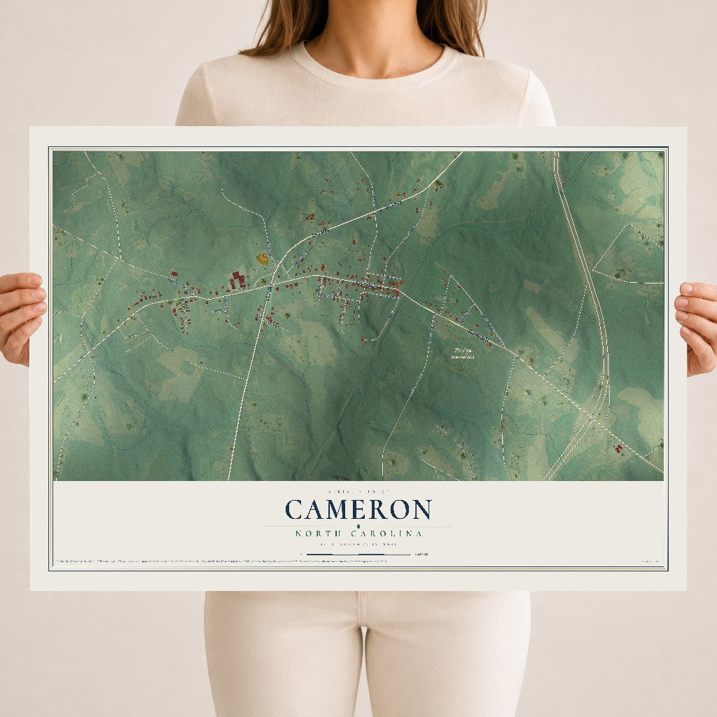 Map of Cameron, North Carolina, 18 x 24 inch unframed archival matte print