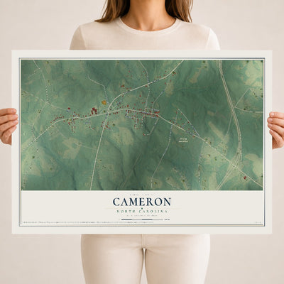 Map of Cameron, North Carolina, 18 x 24 inch unframed archival matte print