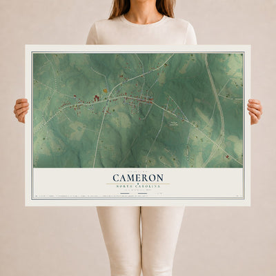 Map of Cameron, North Carolina, 24 x 36 inch unframed archival matte print