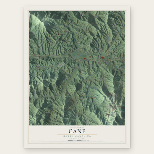 Cane, North Carolina map print, the full design