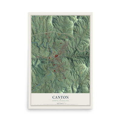 Map of Canton, North Carolina, 12 x 18 inch unframed archival matte print