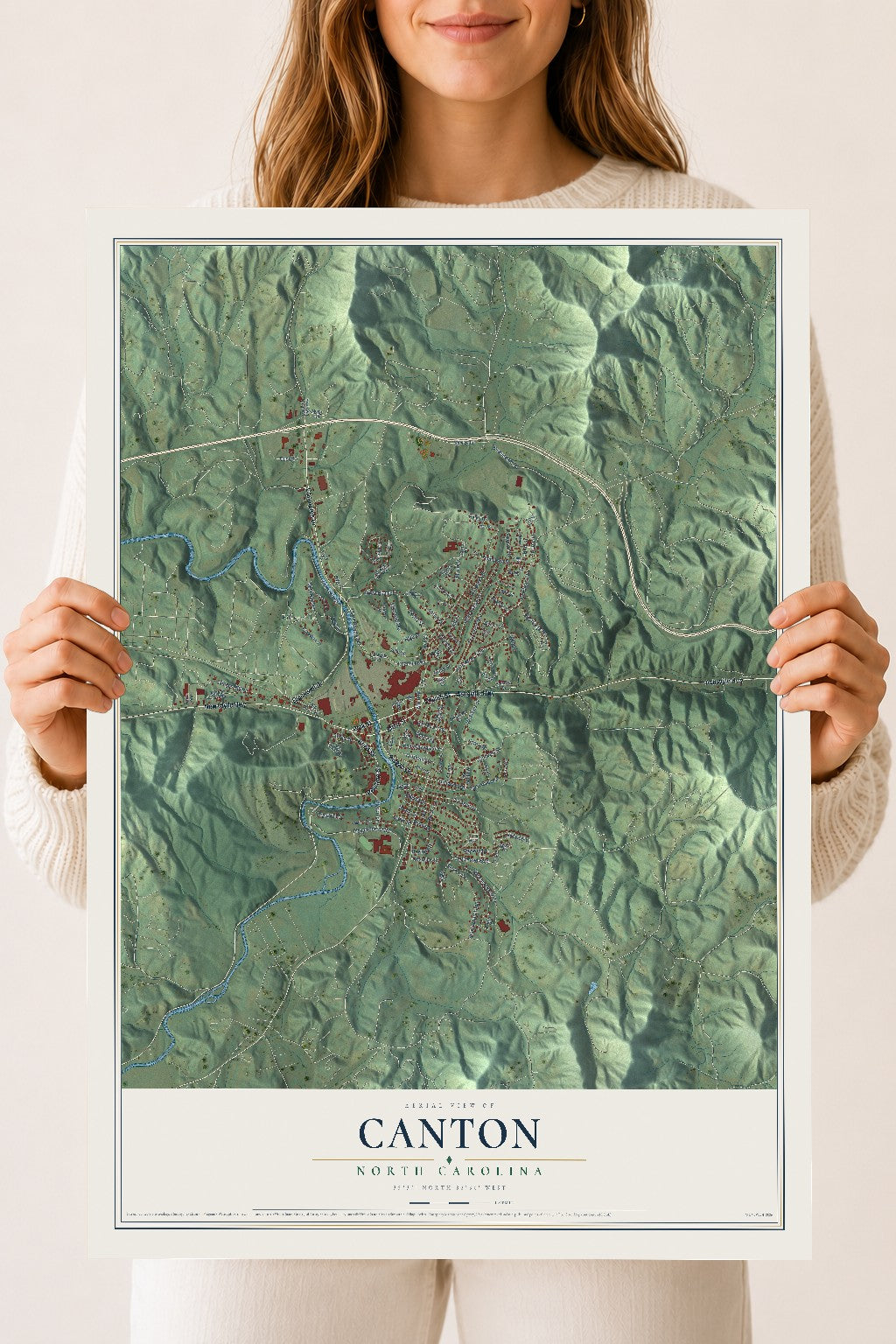 Map of Canton, North Carolina, 18 x 24 inch unframed archival matte print