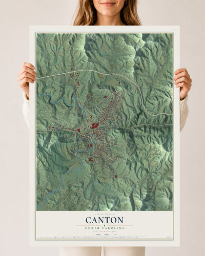 Map of Canton, North Carolina, 24 x 36 inch unframed archival matte print