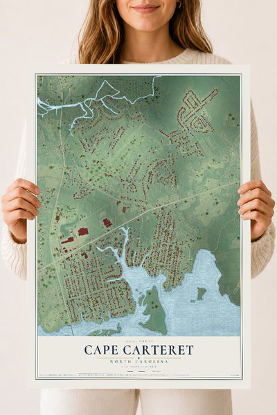 Map of Cape Carteret, North Carolina, 18 x 24 inch unframed archival matte print