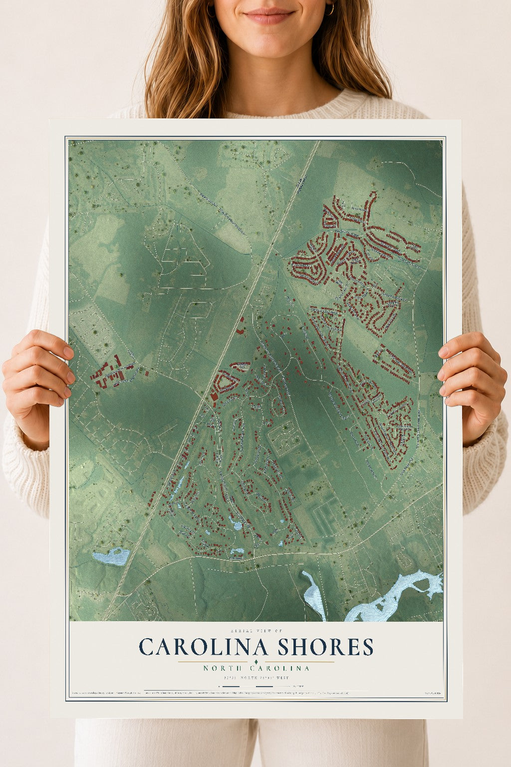 Map of Carolina Shores, North Carolina, 18 x 24 inch unframed archival matte print
