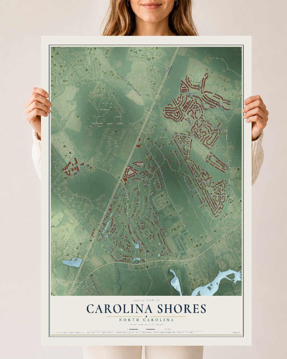 Map of Carolina Shores, North Carolina, 24 x 36 inch unframed archival matte print