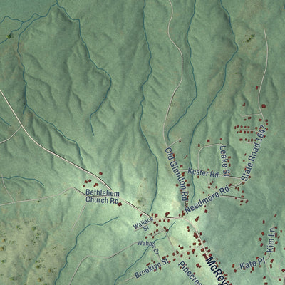 Second close-up of the map of Carthage, North Carolina print showing more streets and buildings