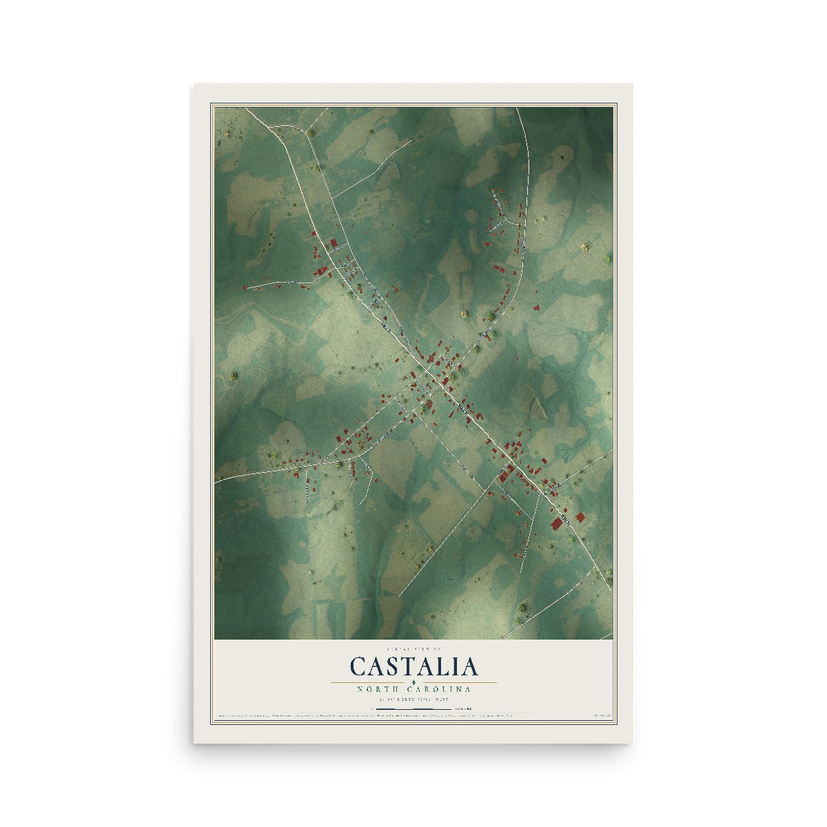 Map of Castalia, North Carolina, 12 x 18 inch unframed archival matte print