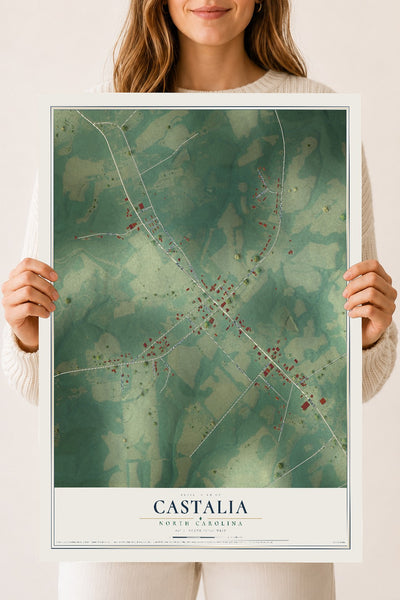 Map of Castalia, North Carolina, 18 x 24 inch unframed archival matte print