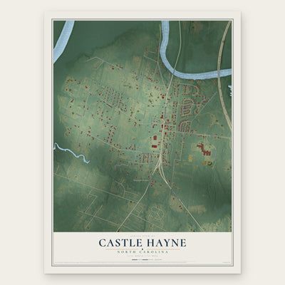 Castle Hayne, North Carolina map print, the full design