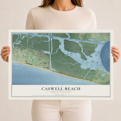 Map of Caswell Beach, North Carolina, 12 x 18 inch unframed archival matte print