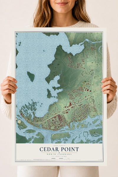 Map of Cedar Point, North Carolina, 18 x 24 inch unframed archival matte print