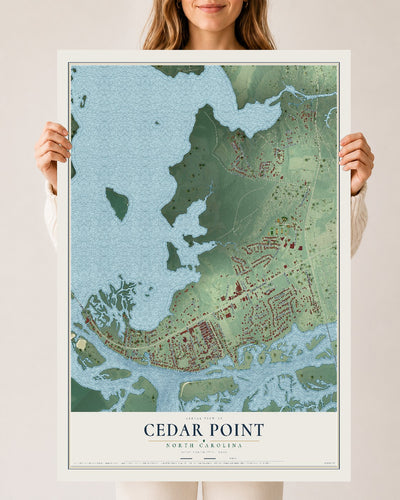Map of Cedar Point, North Carolina, 24 x 36 inch unframed archival matte print