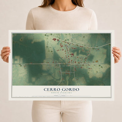 Map of Cerro Gordo, North Carolina, 12 x 18 inch unframed archival matte print