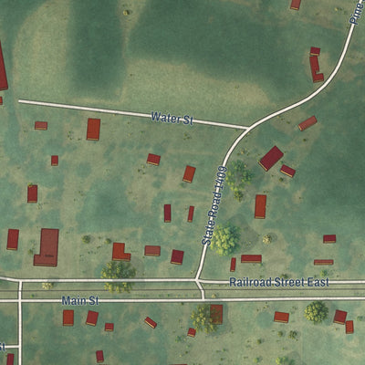 Second close-up of the map of Cerro Gordo, North Carolina print showing more streets and buildings