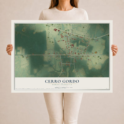 Map of Cerro Gordo, North Carolina, 24 x 36 inch unframed archival matte print