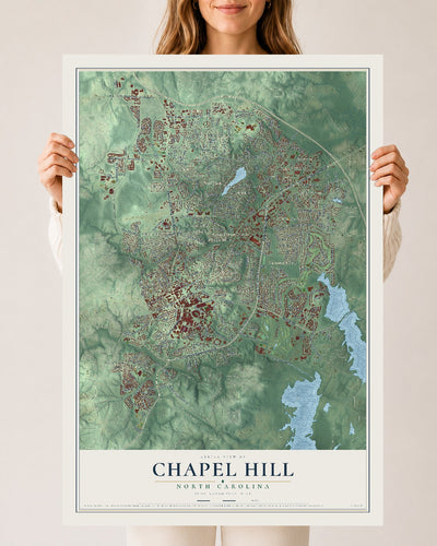 Map of Chapel Hill, North Carolina, 24 x 36 inch unframed archival matte print