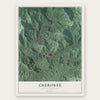 Cherokee, North Carolina map print, the full design