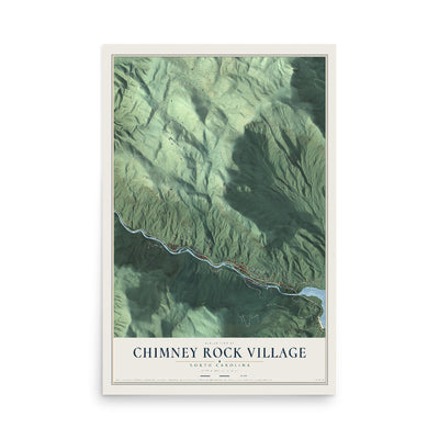 Map of Chimney Rock Village, North Carolina, 12 x 18 inch unframed archival matte print