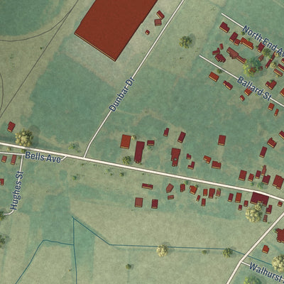 Second close-up of the map of Chocowinity, North Carolina print showing more streets and buildings