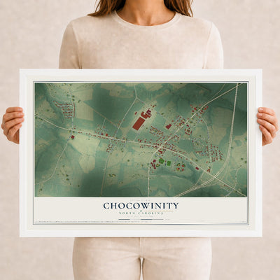Map of Chocowinity, North Carolina, 12 x 18 inch print in a white wood frame