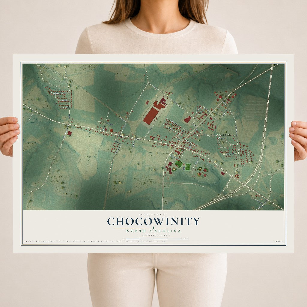 Map of Chocowinity, North Carolina, 18 x 24 inch unframed archival matte print