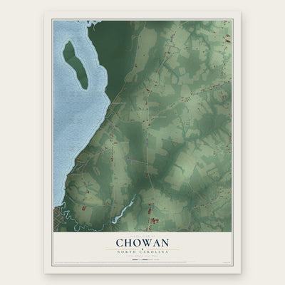 Chowan, North Carolina map print, the full design