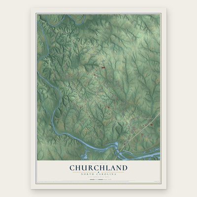 Churchland, North Carolina map print, the full design