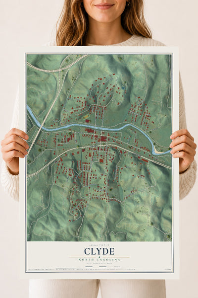Map of Clyde, North Carolina, 18 x 24 inch unframed archival matte print