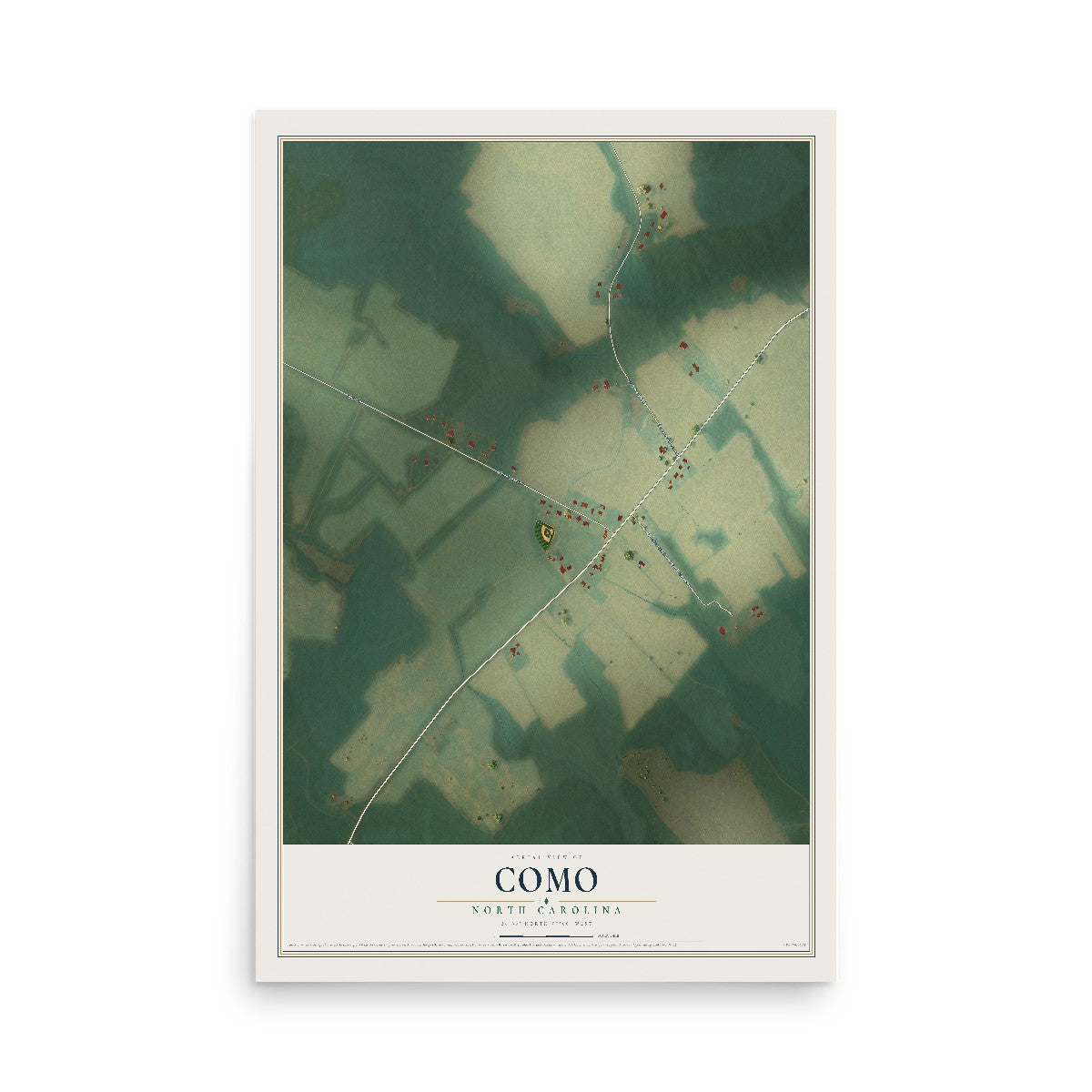 Map of Como, North Carolina, 12 x 18 inch unframed archival matte print