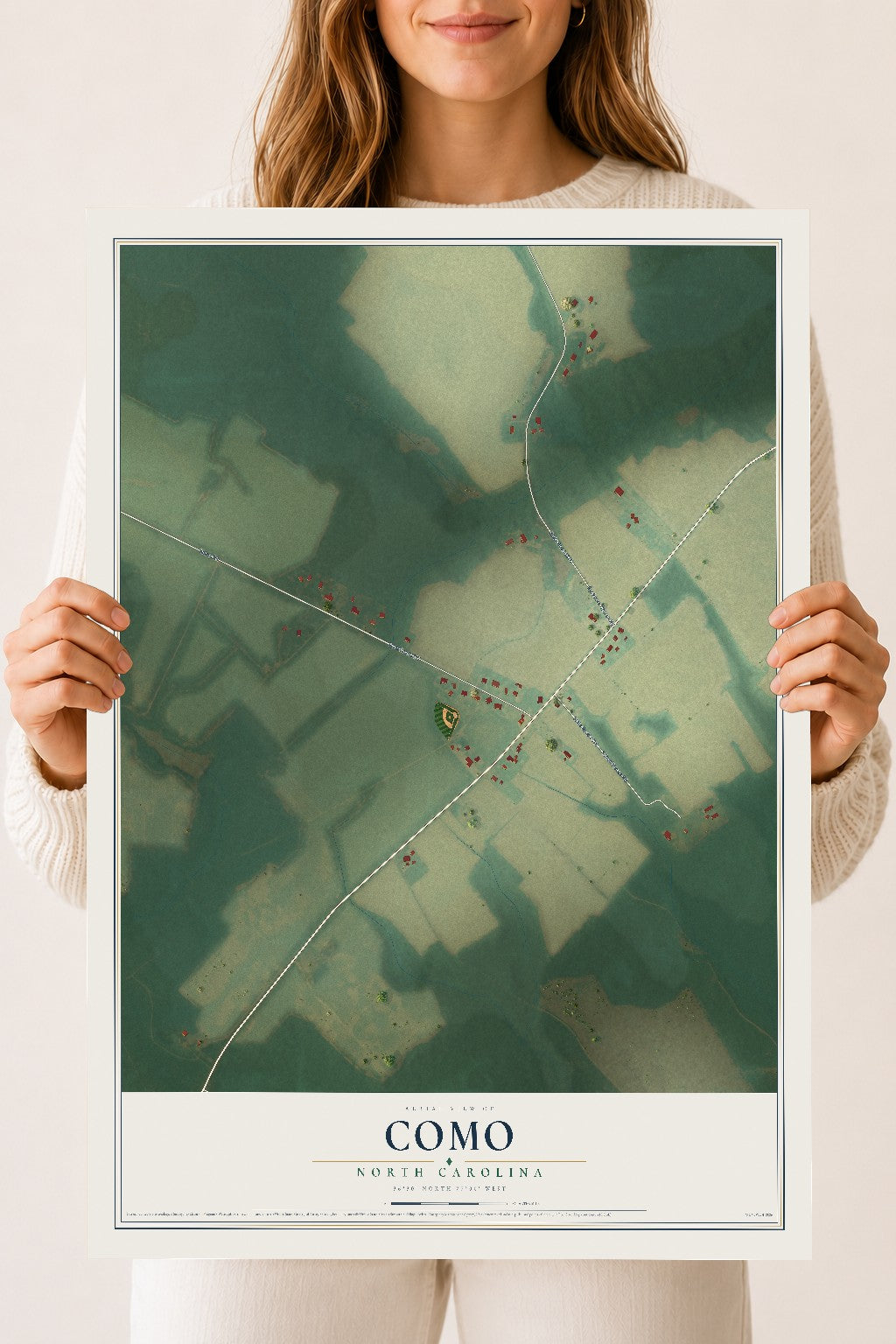 Map of Como, North Carolina, 18 x 24 inch unframed archival matte print