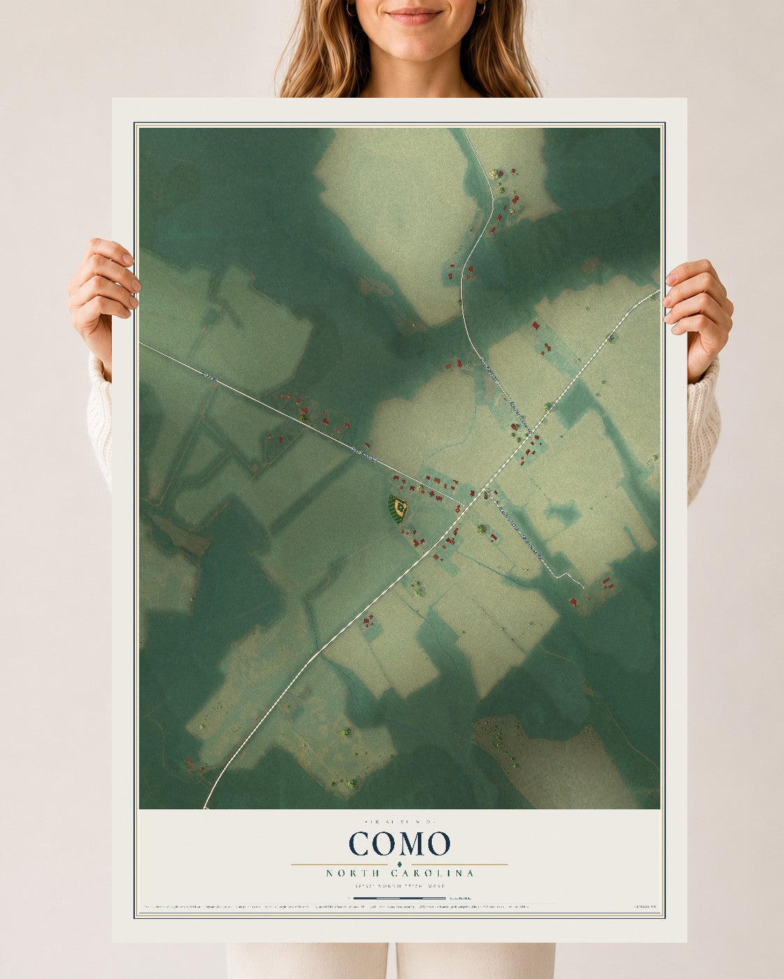 Map of Como, North Carolina, 24 x 36 inch unframed archival matte print
