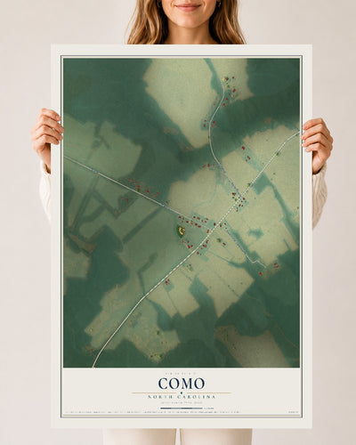 Map of Como, North Carolina, 24 x 36 inch unframed archival matte print