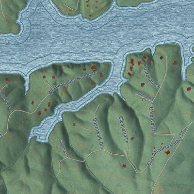 Close-up of the map of Connelly Springs, North Carolina print showing street and building detail