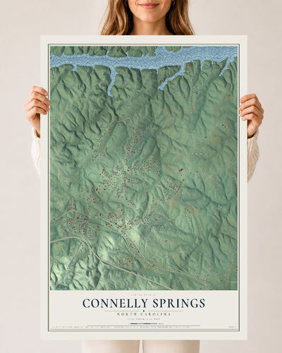 Map of Connelly Springs, North Carolina, 24 x 36 inch unframed archival matte print