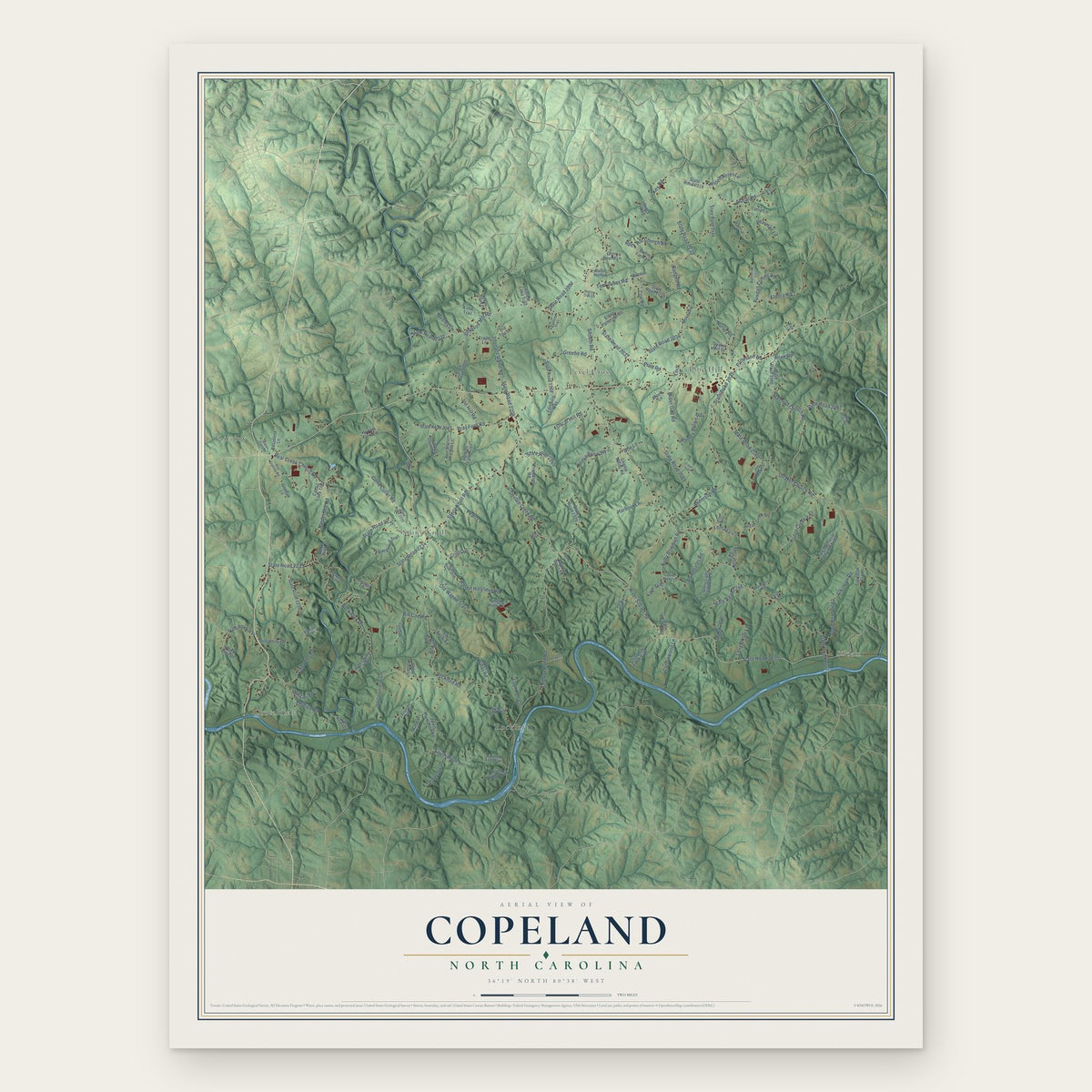 Copeland, North Carolina map print, the full design