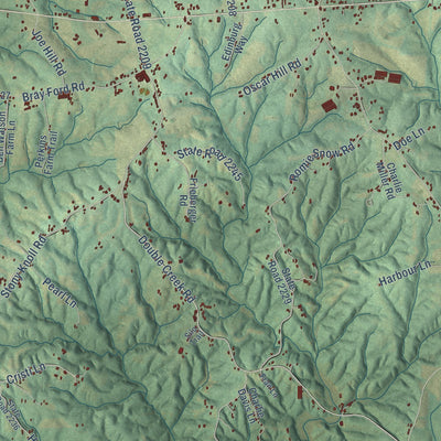 Close-up of the map of Copeland, North Carolina print showing street and building detail