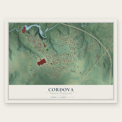 Cordova, North Carolina map print, the full design